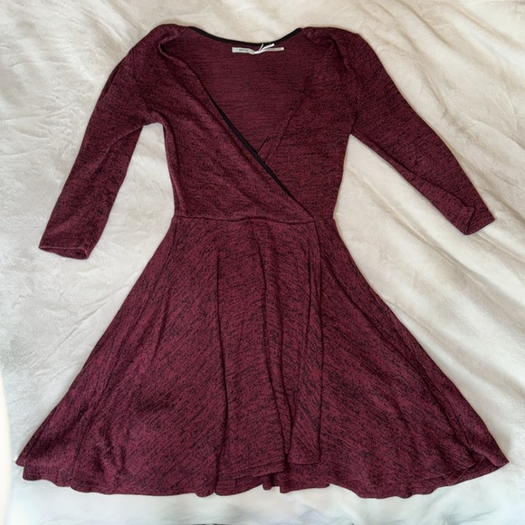 Urban Outfitters XS Kimchi Blue Red Black Ballet Faux Wrap Knit Mini Dress - Picture 4 of 7